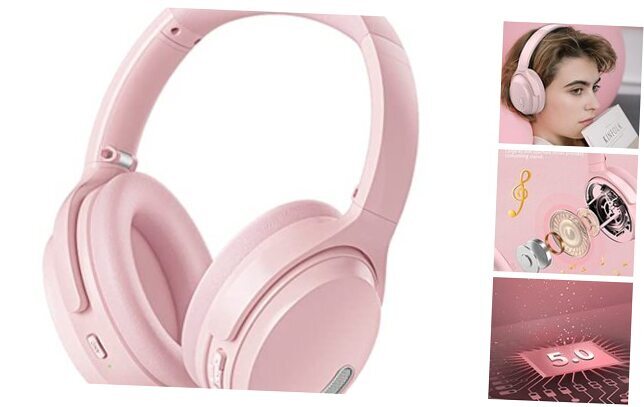Active Noise Cancelling Wireless Bluetooth Over-Ear Headphones, Memory Pink