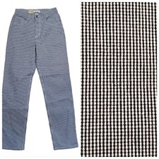 Vintage 90s NWT Gingham Plaid Tapered High Waist Pants Stretch Navy Blue Sz 6