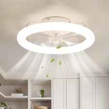 Breezary 20 in. White Transitional Integrated LED Flush Mount with Acrylic Shade