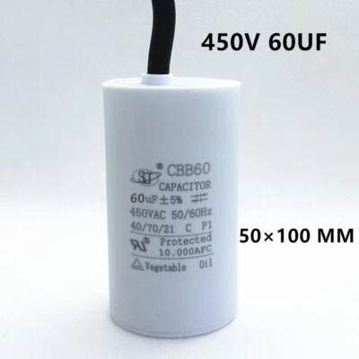 SF CBB60 60 MFD 60UF 450VAC 450V Motor START Running Capacitor (Wire)