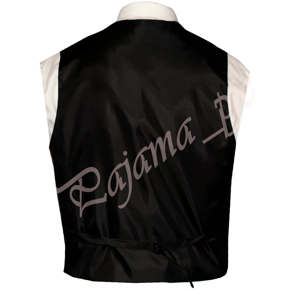 Black XS - 6XL Solid Vest Waistcoat and Neck Tie SET Suit or Tuxedo Formal Prom - Image 2 of 4