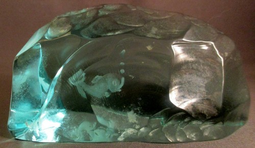 Hovmantorp Suecia R. Strand L. Bornesson PESCADO Iceberg Arte Bloque de Vidrio Aqua - Imagen 5 de 9