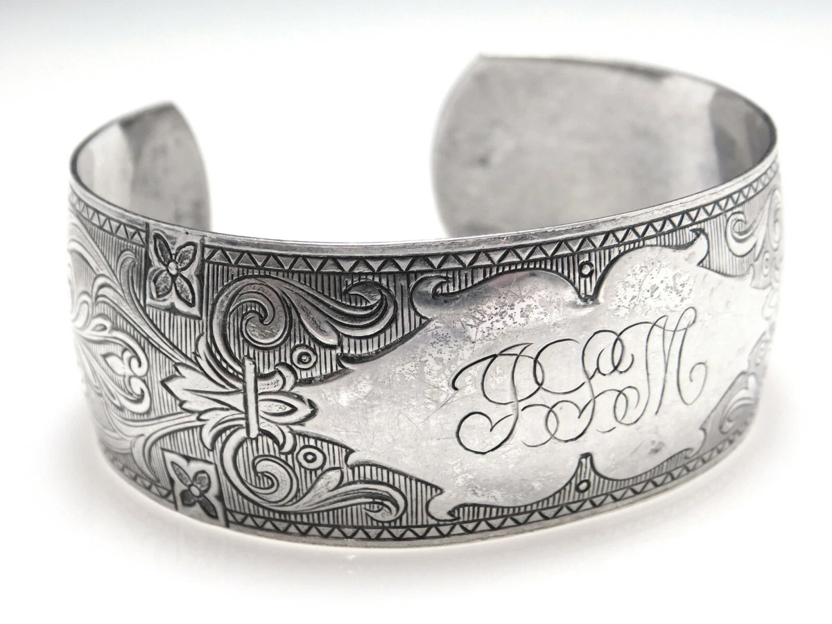 Vintage Danecraft 925 Sterling Silver Fancy Patterned Cuff