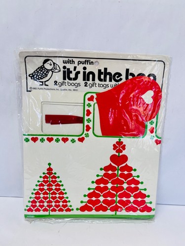 Vintage Puffin Productions Gift Bag Boxes with Tags New 1982 Christmas BIN 18