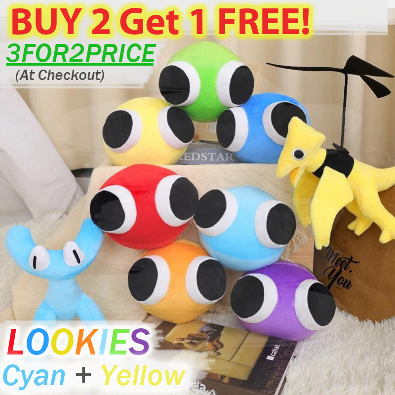 Rainbow Friends Chapter 2 Lookies, Rainbow Friends Chapter 2 Plush, Cute  Yellow/Cyan/Green/Blue/Red/Orange/Rainbow Soft Stuffed Animal Doll, Home