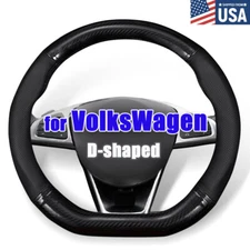 NEW Flat Bottom Steering Wheel Cover For VW Tiguan Passat Jetta Polo Golf Beetle