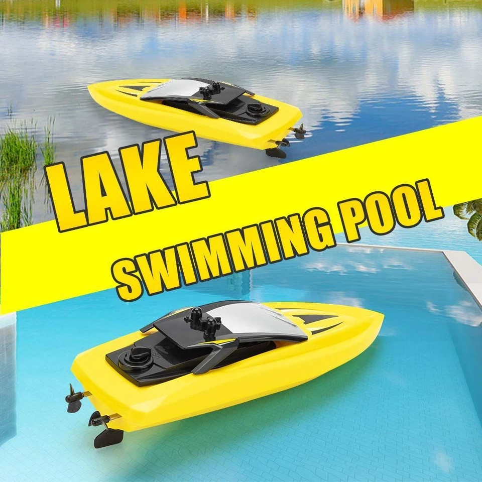 SYMA Q5 Mini Boat 2.4Ghz RC Racing Yacht Kids Pool Toy High Speed Ship, Yellow - Image 4 of 4