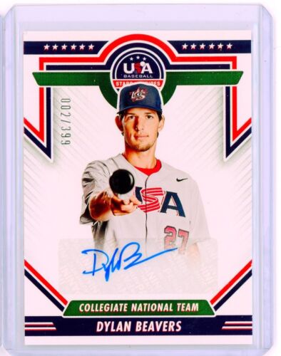 2022 Panini USA Sterne & Streifen DYLAN BIBER blau AUTO Autogramm RC 2/399
