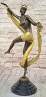 Handcrafted Gilt Bronze Ribbon Dancer Art Nouveau Artwork Statue Home Decor SALE
