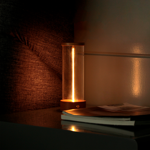 Modern Dimmable Floating LED Desk Lamp with USB Charging from Natural Wood - Picture 4 of 4