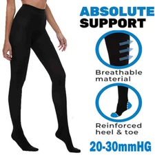 Women Compression Stockings 20-30 mmHg High Waist Closed Toe Pantyhose Varicose