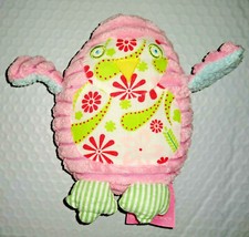 Mud Pie Baby OWL Pink Ribbed Corduroy 5in Soft Rattle Plush Stripes Flowers