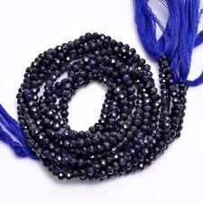 100 Natural Blue Sapphire Gemstone Round Faceted Beads 2.5 mm Strand 13" EB-254
