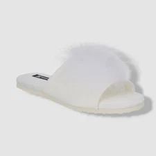 INC International Concepts Women's White Satin Slide Slippers Shoes Size 5-6