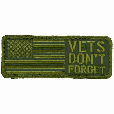 VETS DON'T FORGET High Thread Heat Sealed Backing Sew Iron-On Patch - 4'' x 2''