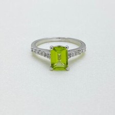 1.00 Karat Peridot & Weiß Topas Jubiläum Zacken Ring 925 Massives Sterlingsilber