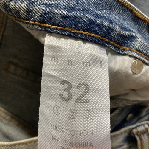 MNML Mens Flare Denim Jeans Mens 32 (33x35) Light Wash Blue Distressed Raw Hem - Picture 19 of 19