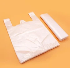 Plastic Bags, Clear Polyethylene Disposable Bags with Handle, Groceries, Takeout