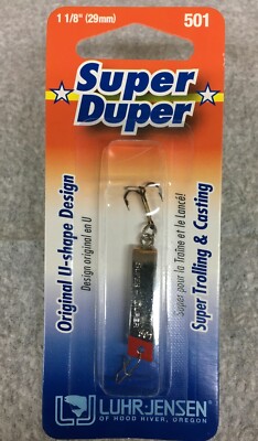 Luhr-Jensen Super Duper Fishing Lure 1-1/8'' 501 Nickel/Red Head 1303-501-0130