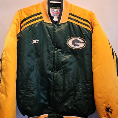 Vtg Starter Green Bay Packers NFL Football Satin Snap Varsity