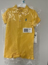 ralph lauren baby boy collared romper Cotton yellow Size 6 Months