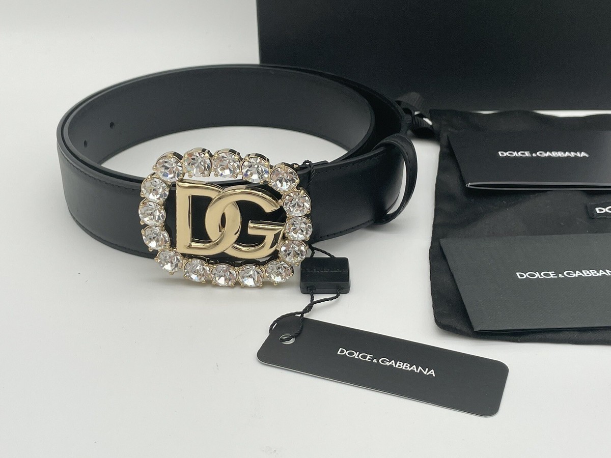 【美品】DOLCE & GABBANA ブラック　ベルト DOLCE & GABBANA Belt Black Calf Leather 30Perforated Metal