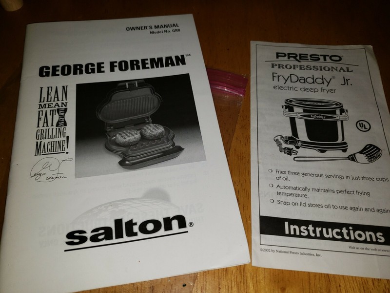 george foreman owners manual for model # GR-8 & Fry Daddy Jr Instructions used