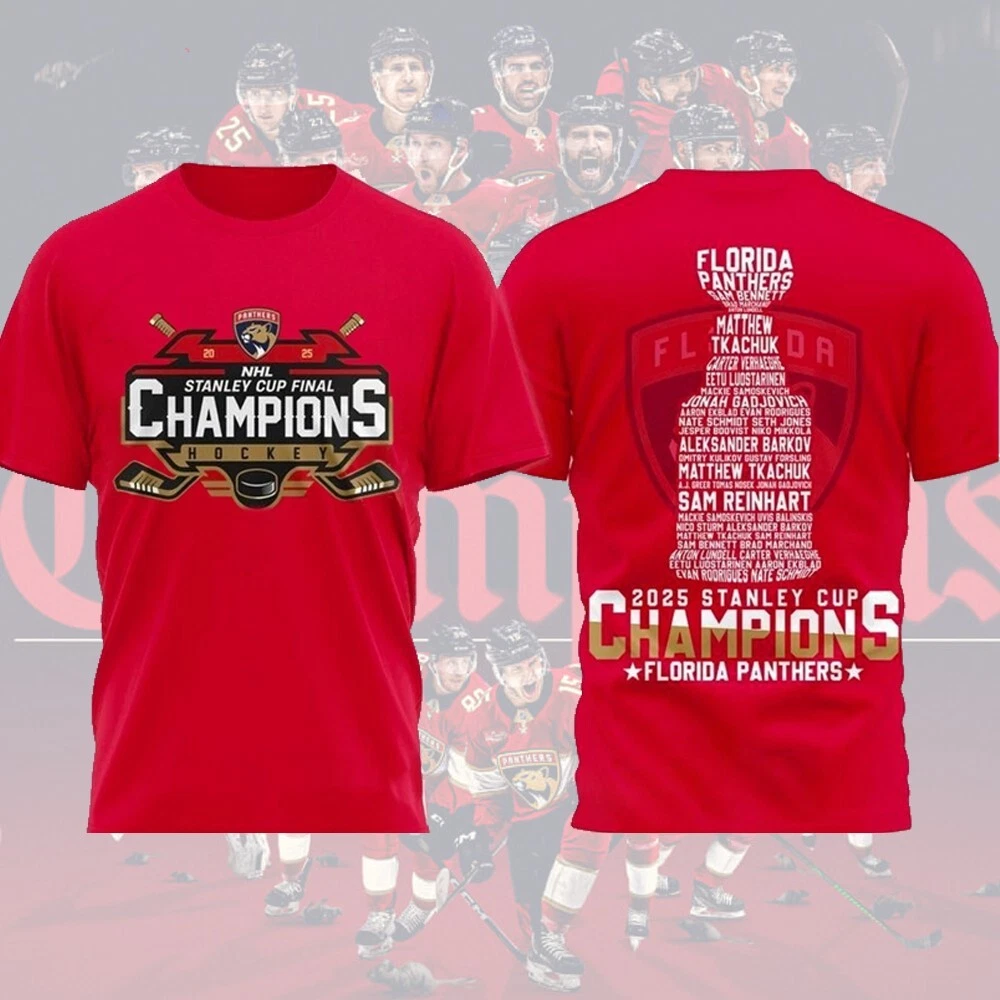 Florida Panthers 2025 Stanley Cup Champions Double Sided T-Shirt