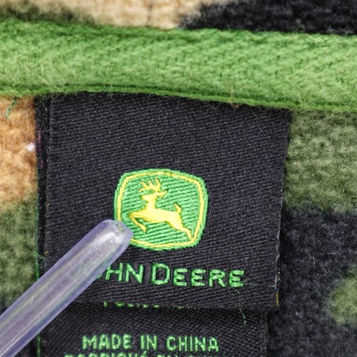 John Deere Sweatshirt Boys 7 Camo Fleece Full Zip Spell Out Pockets Hoodie Youth - Picture 6 of 16