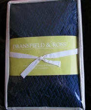 DRANSFIELD & ROSS - VANNERIE COLLECTION - 3 PC QUEEN COVERLET - NAVY BLUE