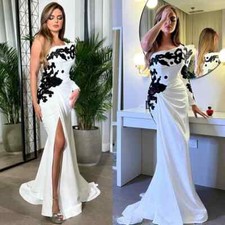 Elegant White Satin Mermaid Evening Dresses Sequined Clubbing One-shoulder Gowns