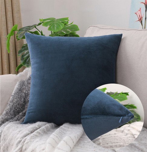 Funda de cojín lisa lisa de felpa de terciopelo funda de almohada hogar sofá sofá decoración - Imagen 34 de 48