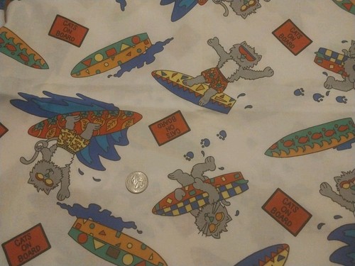 Cats Onboard Surfboards Cotton Fabric 54" X 48" - Picture 5 of 5