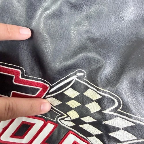 Chevrolet Racing Varsity Jacket Black Red Faux Leather Wool Blend Mens XL image 4