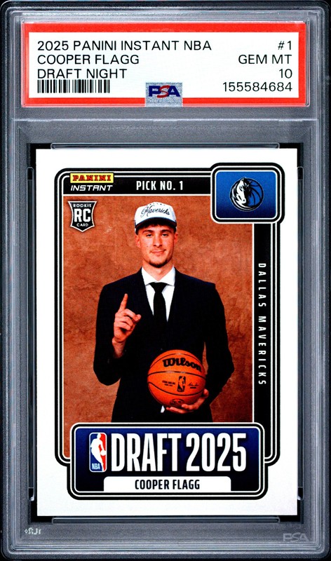 2025 Panini Instant NBA Draft Night #1 Cooper Flagg Rookie Card RC PSA 10 GEM MT
