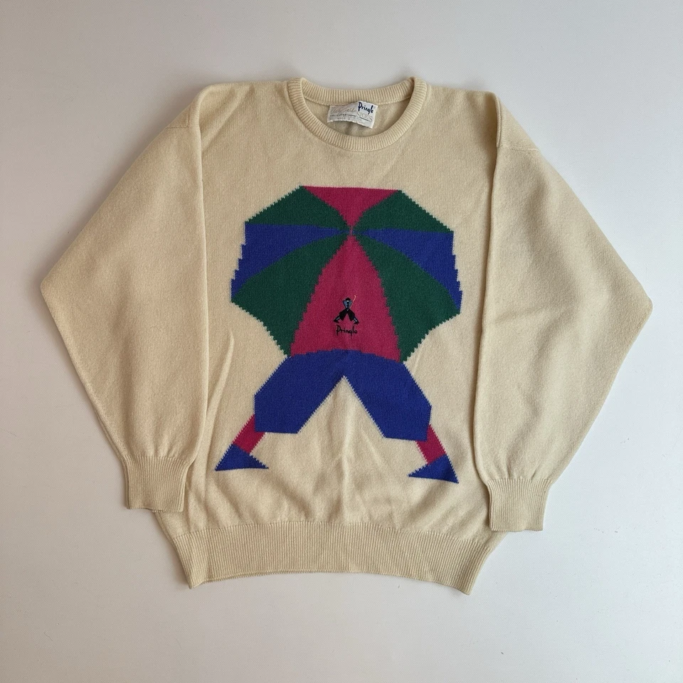 Vintage Pringle Of Scotland Faldo Size M Beige Wool Sweater - Image 2 of 4