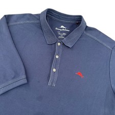 Tommy Bahama Emfielder Mens XLT Supima Cotton Polo Shirt Navy Short Sleeve FLAW