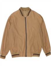 VINTAGE Mens Bomber Jacket IT 52 XL Beige Polyester AT15