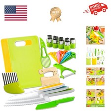 40Pcs Kids Knife Set for Real Cooking: Montessori Kitchen Tools for Toddlers,...