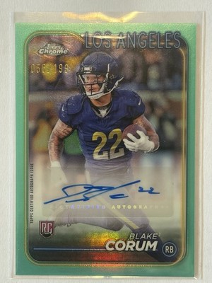 2024 Topps Chrome Blake Corum True Aqua Rookie Refractor Auto /199 🔥 RC Rams