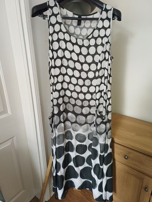 ELLi Lagenlook Polka Dot Maxikleid Taschen Arty UK 14-16-18 Kaftan Lagenlook 