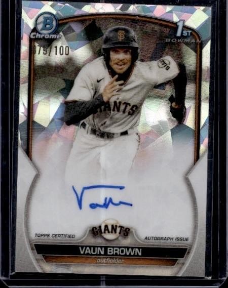 2023 Bowman #CPA-VB Vaun Brown Chrome Prospect Autographs Atomic /100