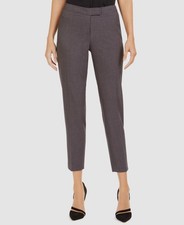 Anne Klein Women's Gray Straight-Leg Stretch Bowie Dress Pants Size-8