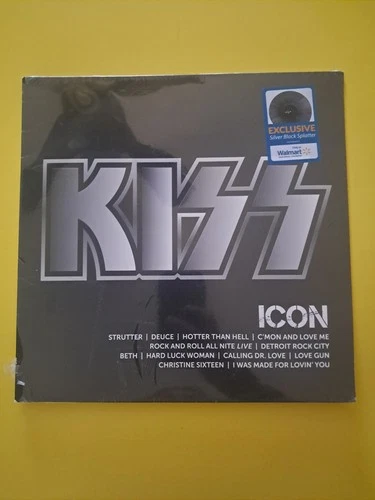NEW - KISS ICON - Exclusive Silver Black Splatter Vinyl LP Record - Free ShipN!