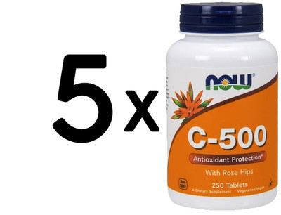 5 x NOW Foods Vitamin C-500 with Rose Hips - 250 tablets (79,95 EUR/kg)
