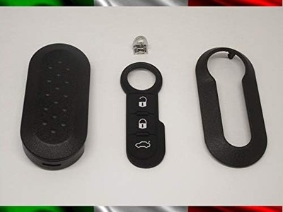 TOPBEST Schlüsselcover + Gummitasten + Schlüsselanhänger kompatibel mit Fiat 500