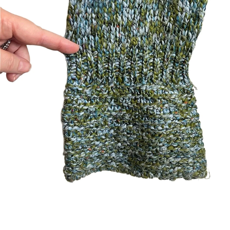 Cárdigan ONE GIRL WHO Grande Azul Verde Frente Abierto Grueso Tejido Boho Ecléctico Foto 4 de 4