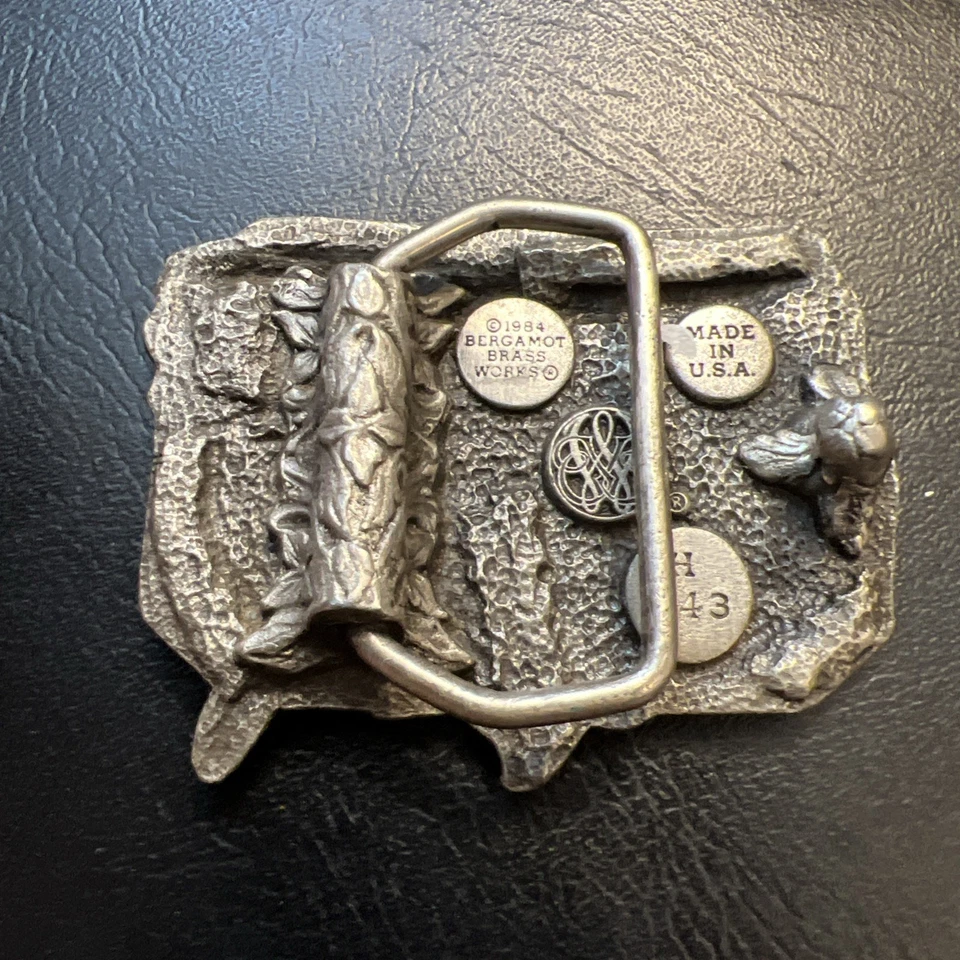Vintage Bergamot Belt Buckle United States Under God Cross 1984 Pewter Buckle - Image 2 of 4