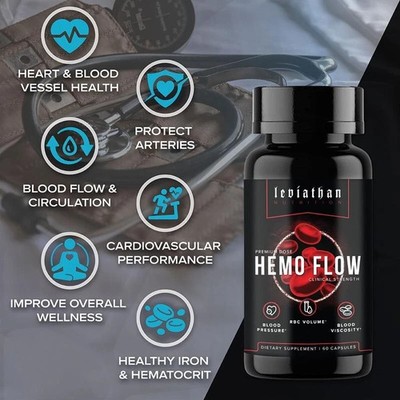 Hemo Leviathan Nutrition 1-3pcs Flow Supplement with Nattokinase for Nitric