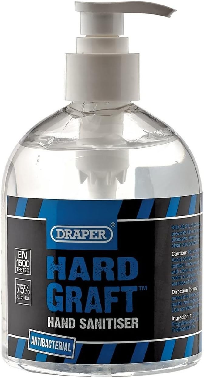 Draper 33426 Antibacterial Hand Sanitiser 500ml (75% Alcohol) - Image 2